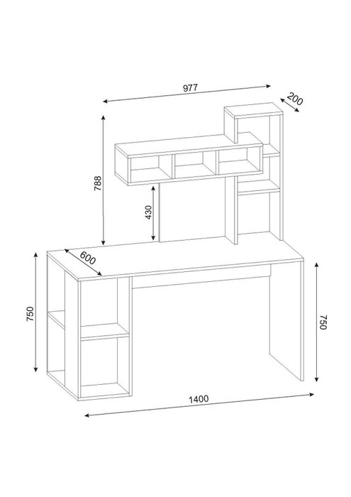 Hanah Home Mesa de Estudio Escandinava Blanca y Córdoba 140x153.8x60cm